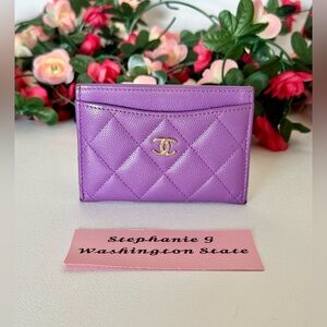 Chanel Flat Card Holder Caviar Purple 💜